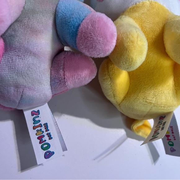 Pomkinz Pet Pals Tie Dye Yellow Plush Unicorn Dogs 7" Stuffed Animal Lot of 2 - Picture 6 of 7